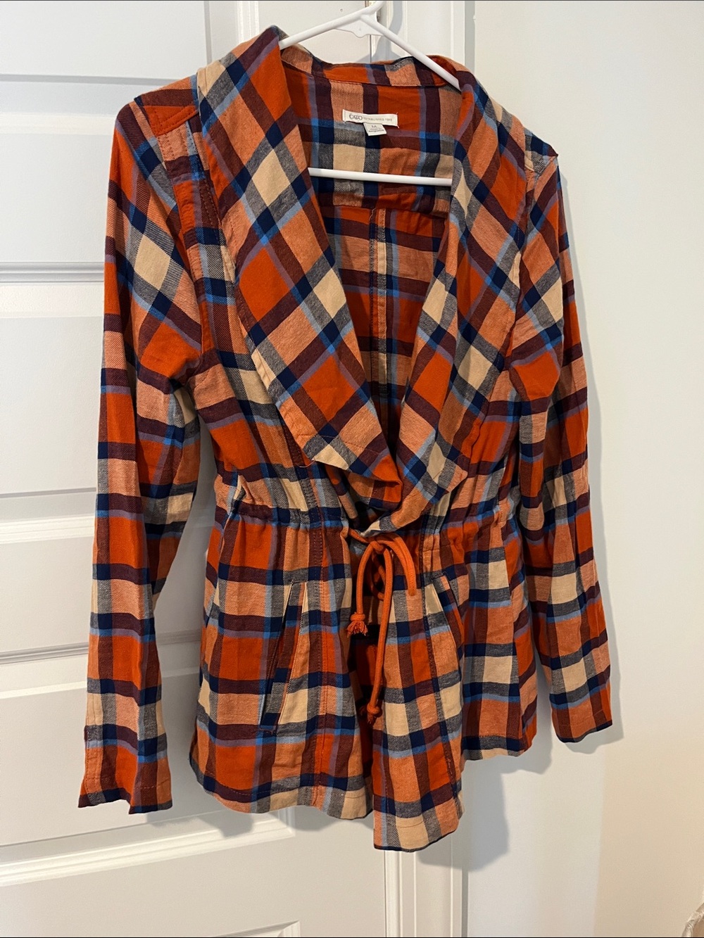 EUC Rust Cotton Top with Cinch Tie Waist and Pockets